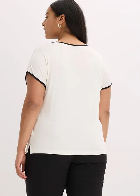 Shirt met opvallende print en biezen in een contrastkleur, bonprix