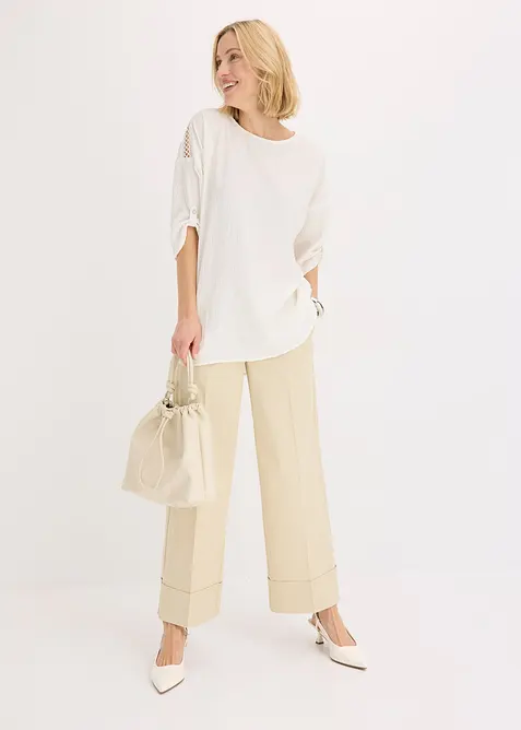 Tuniek met structuur en kanten band, bonprix