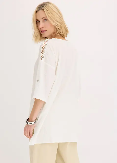 Tuniek met structuur en kanten band, bonprix