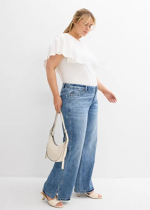 Loose straight jeans mid waist, low stretch, bonprix