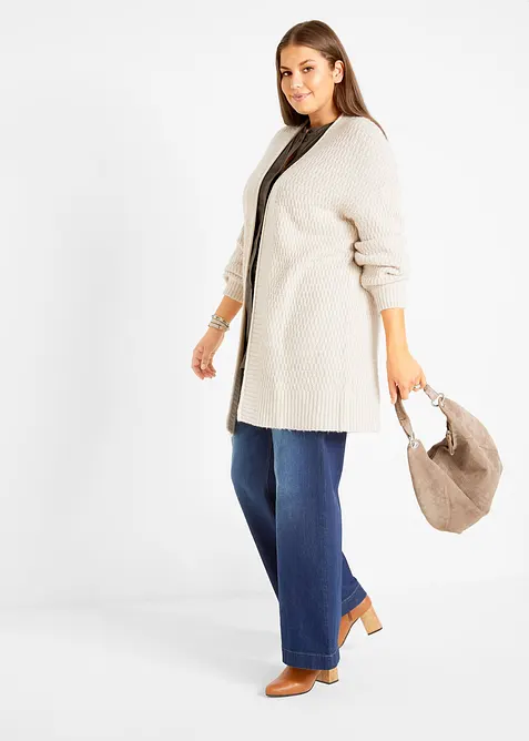 Wide leg mid waist jeans met een comfortabele band, bonprix