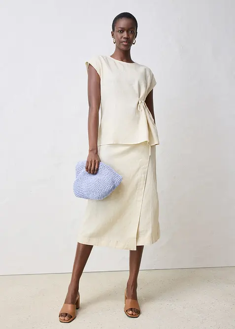 Shirt van linnen met geweven afwerking, bonprix