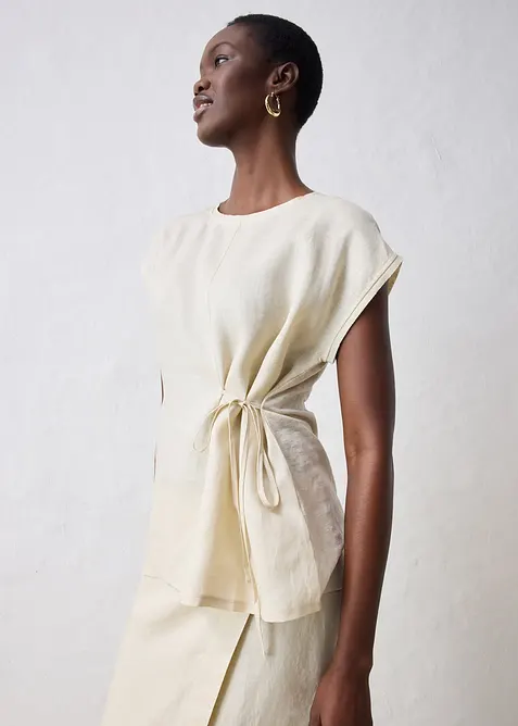 Shirt van linnen met geweven afwerking, bonprix