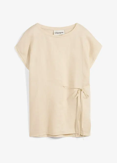 Shirt van linnen met geweven afwerking, bonprix