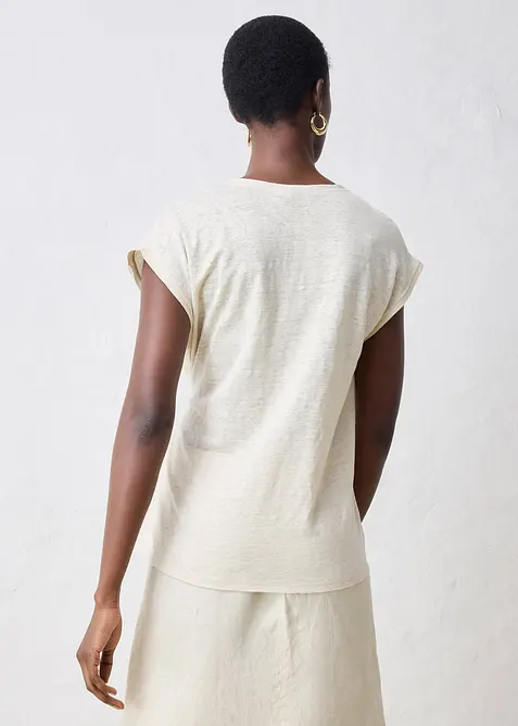 Shirt van linnen met geweven afwerking, bonprix