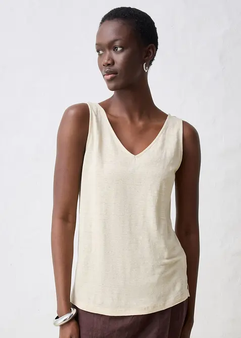 Linnen tanktop, bonprix