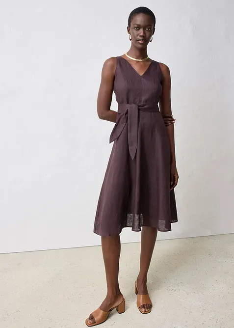 Midi jurk van linnen, bonprix