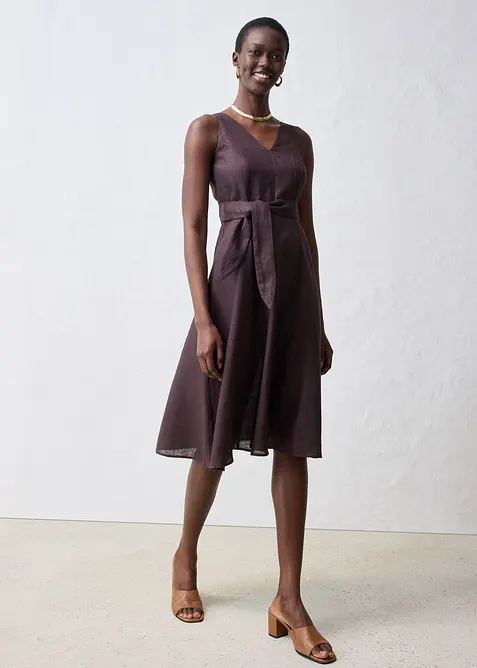 Midi jurk van linnen, bonprix