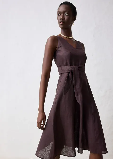 Midi jurk van linnen, bonprix