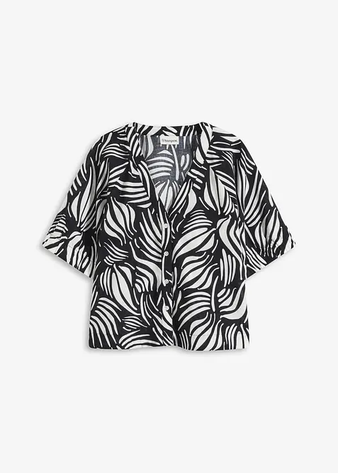 Blouse met korte mouwen in linnenlook, bonprix