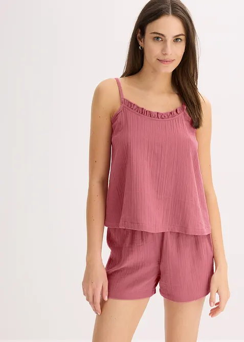 Shortama van mousseline met spaghettibandjes, bonprix