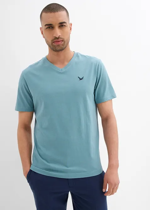 T-shirt met V-hals van biologisch katoen (set van 2), bonprix