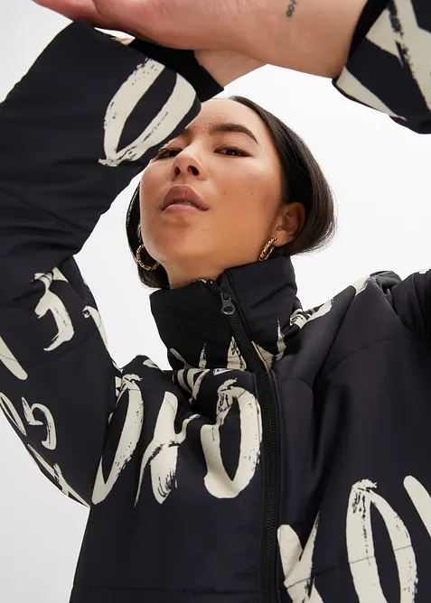 Lange gewatteerde jas met print, bonprix