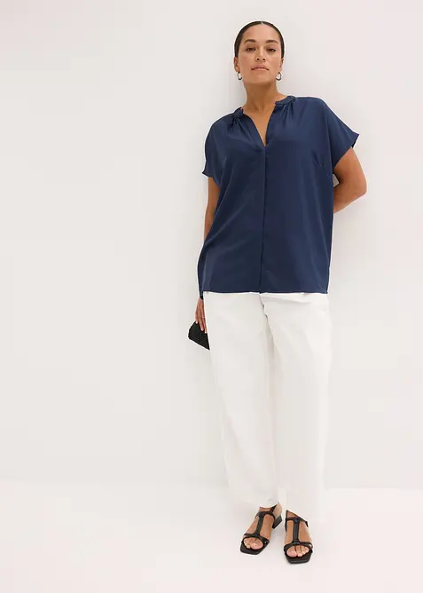 Blouse met korte mouwen en blinde knoopsluiting, bonprix