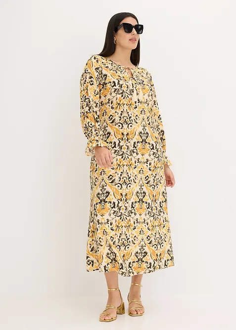 Gedessineerde kaftan jurk van vloeiende viscose, bonprix