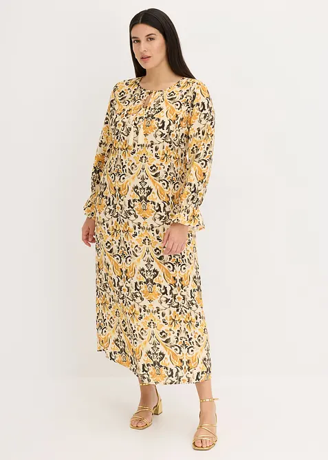 Gedessineerde kaftan jurk van vloeiende viscose, bonprix
