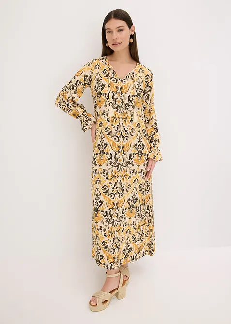 Gedessineerde kaftan jurk van vloeiende viscose, bonprix