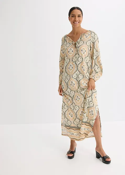 Gedessineerde kaftan jurk van vloeiende viscose, bonprix