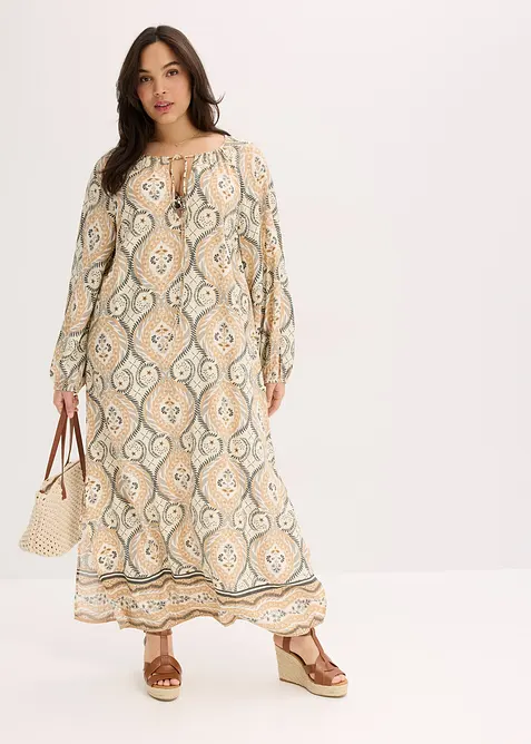 Gedessineerde kaftan jurk van vloeiende viscose, bonprix