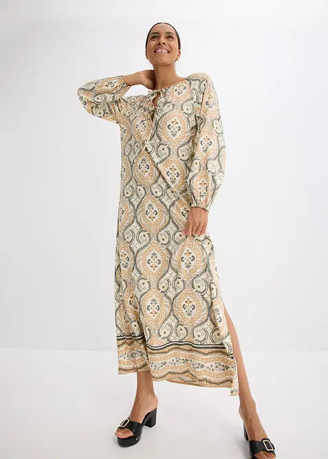 Gedessineerde kaftan jurk van vloeiende viscose, bonprix