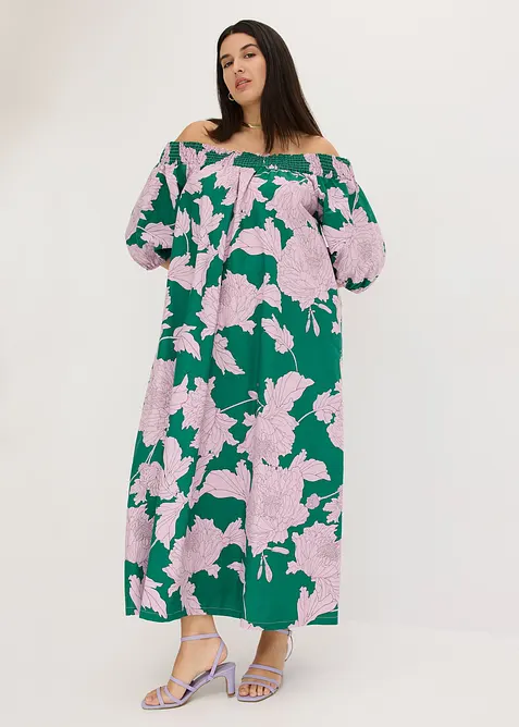 Gedessineerde Carmen jurk van puur katoen, bonprix