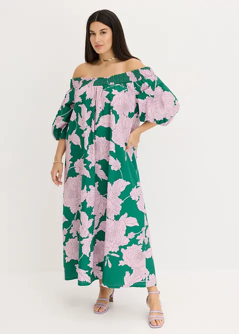 Gedessineerde Carmen jurk van puur katoen, bonprix