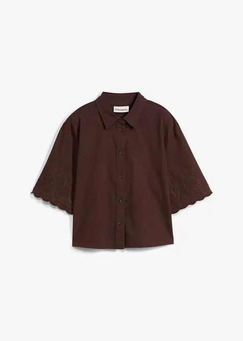 Cropped overhemdblouse met zijde, bonprix