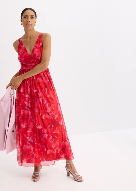 Gedessineerde maxi jurk van zacht mesh, bonprix