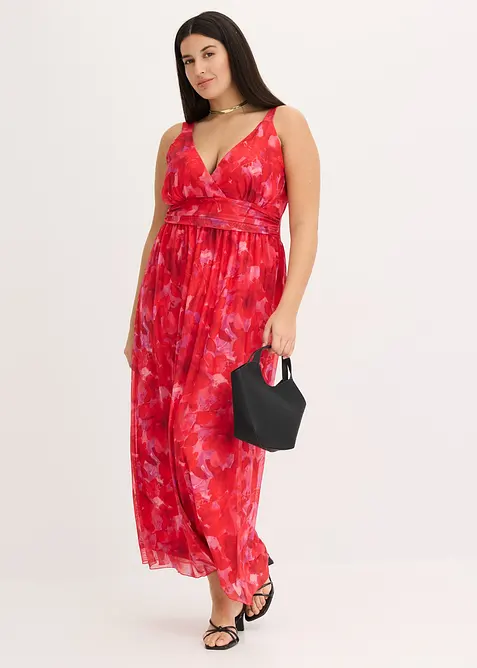 Gedessineerde maxi jurk van zacht mesh, bonprix