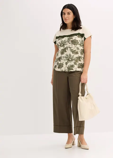 Shirt met een rand van kant en een paisley motief, bonprix