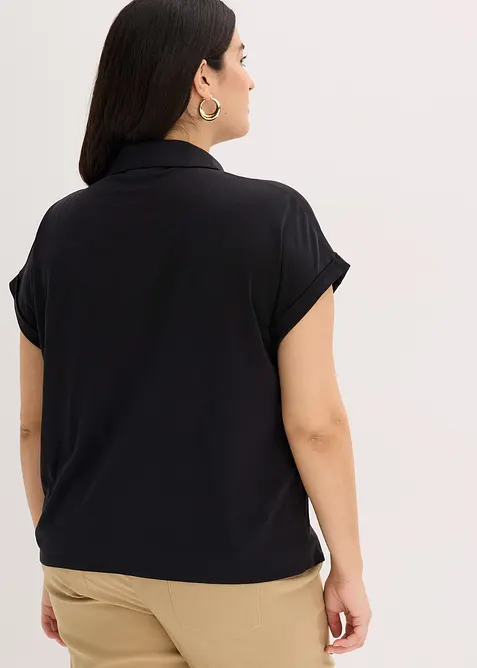 Poloshirt van viscose met kanten inzetstuk, bonprix