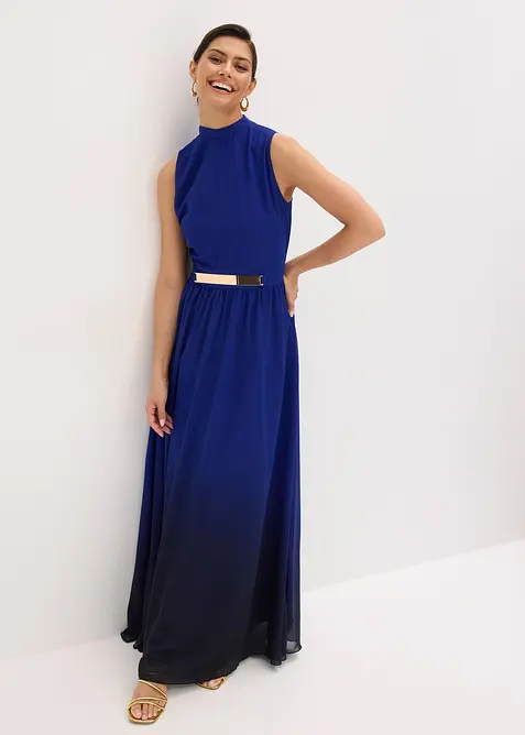 Chiffon jurk met kraag en inzet in de taille, bonprix