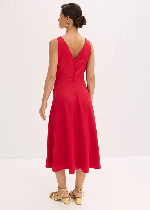 Midi jurk van glanzend satijn met bloemenapplicatie, bonprix