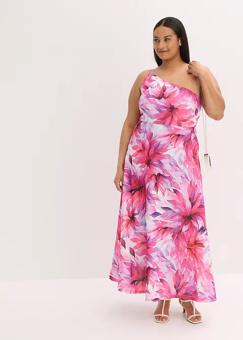 One shoulder jurk van gestructureerde crêpe, bonprix