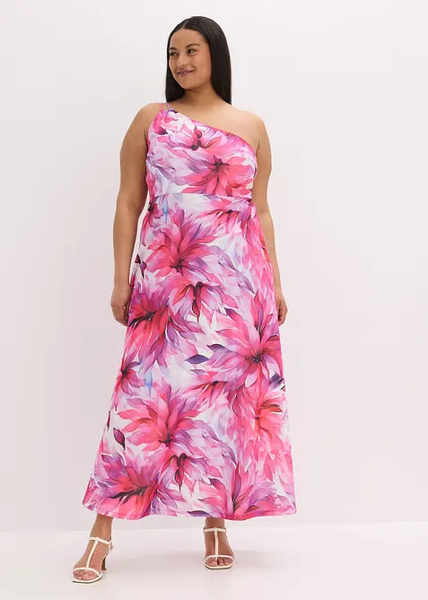 One shoulder jurk van gestructureerde crêpe, bonprix