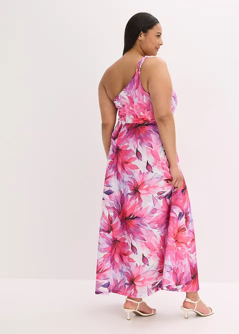 One shoulder jurk van gestructureerde crêpe, bonprix