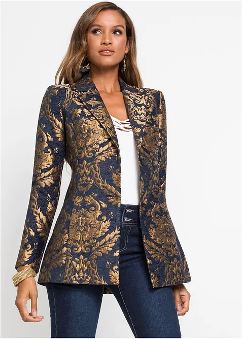Blazer van glanzend jacquard, bonprix