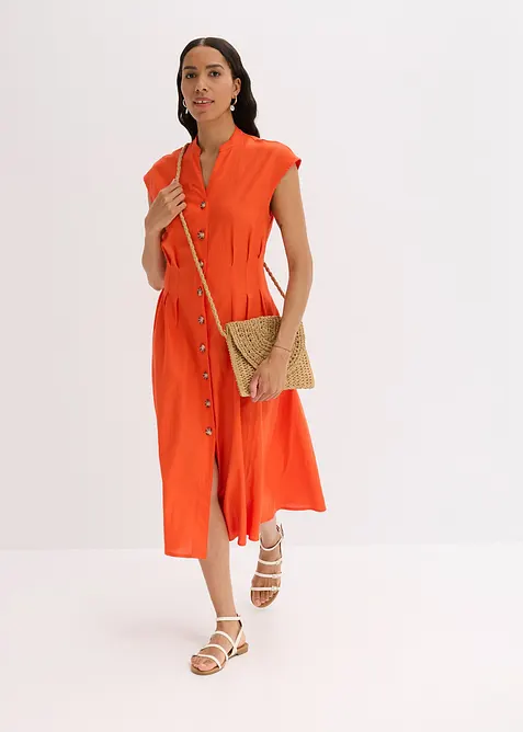 Midi jurk van een lichte linnenmix, bonprix