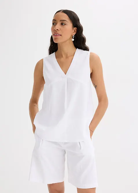 Blousetop in een luchtige linnenmix, bonprix