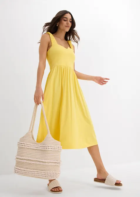 Jurk in een iets uitlopend model van een katoen-viscosemix, bonprix