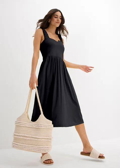 Jurk in een iets uitlopend model van een katoen-viscosemix, bonprix