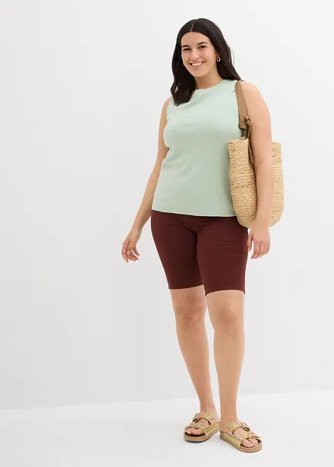 Comfortabele high waist biker short van geribde jersey, bonprix