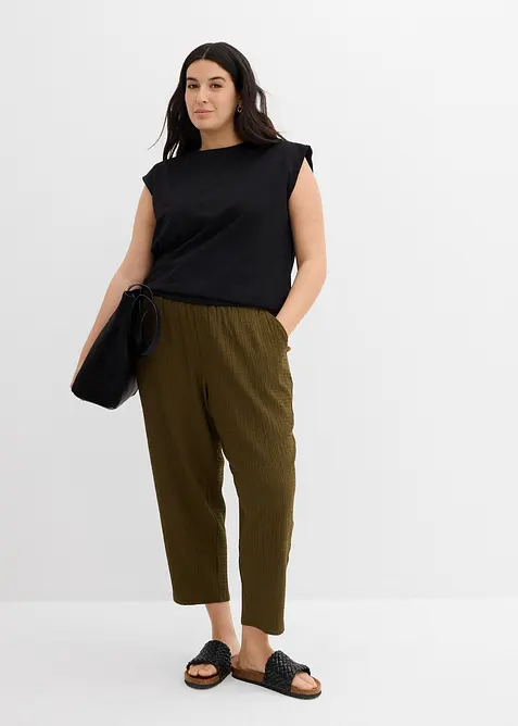 Wijde jersey broek van crêpe, cropped, bonprix