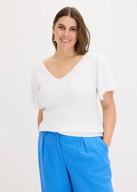 Geribd shirt met korte vleermuismouwen, bonprix