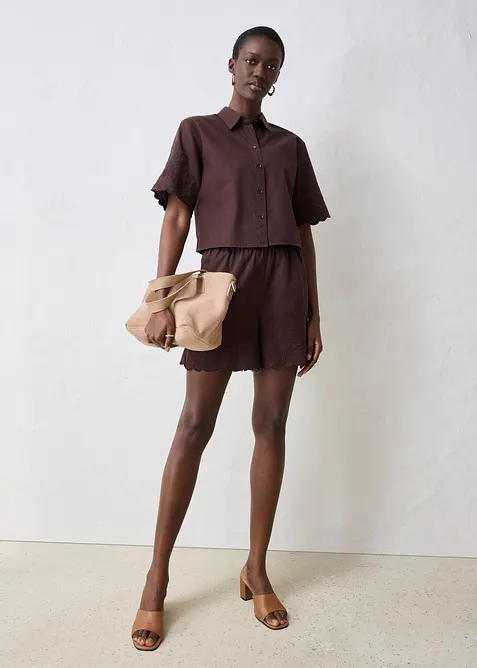 Cropped overhemdblouse met zijde, bonprix