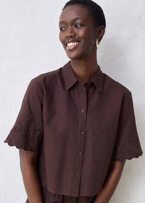 Cropped overhemdblouse met zijde, bonprix