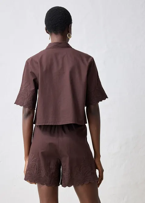 Cropped overhemdblouse met zijde, bonprix