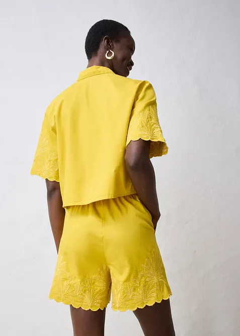 Cropped overhemdblouse met zijde, bonprix