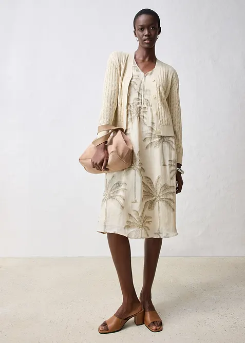 Ajour-vest met linnen, bonprix