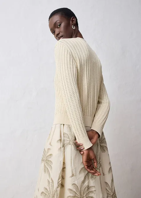 Ajour-vest met linnen, bonprix